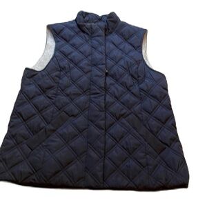 Jones New York Sport M slim navy blue quilted vest with grey fabric liner